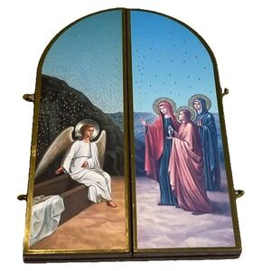 Russian Triptych  Icon   Resurrection of Christ  wi/archangels Michael &Gabriel